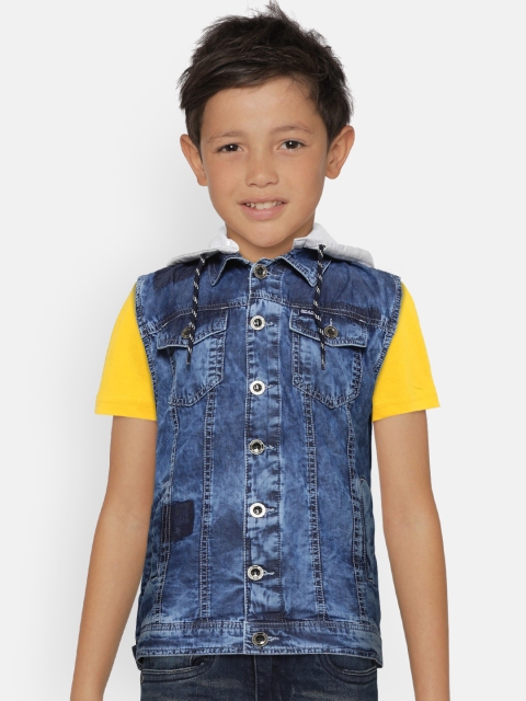 

Gini and Jony Boys Blue Washed Sleeveless Denim Jacket with Detachable Hood