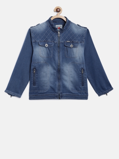

Gini and Jony Boys Blue Solid Jacket
