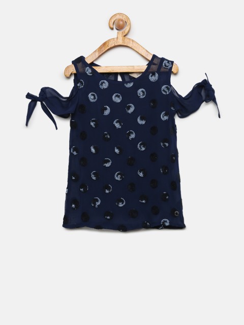 

Gini and Jony Girls Navy Blue Embellished Top