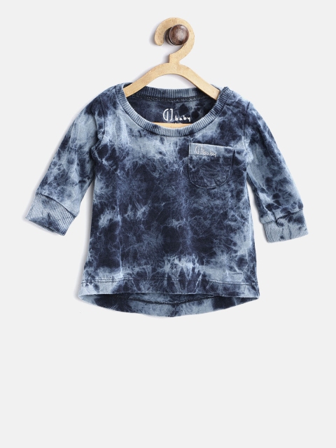 

Gini and Jony Girls Navy Blue Dyed Round Neck T-shirt