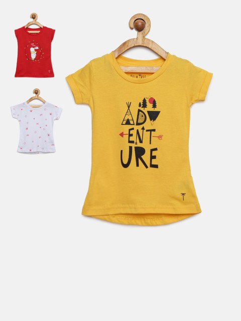 

Palm Tree Girls Pack of 3 Printed Tops, Yellow