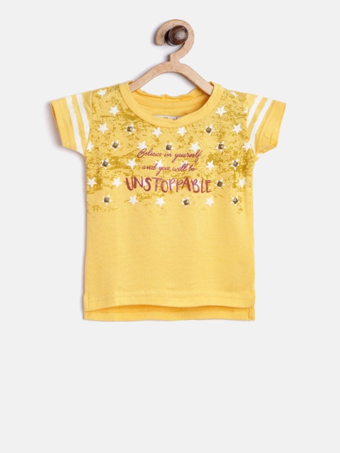

Palm Tree Girls Yellow Printed Round Neck T-shirt