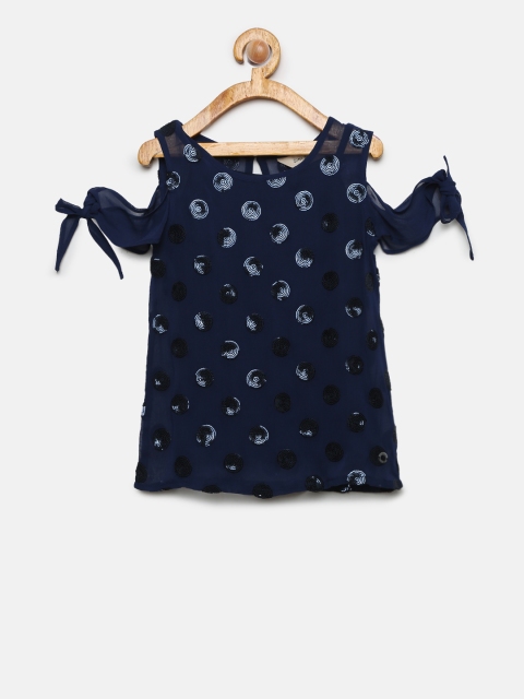 

Gini and Jony Girls Navy Blue Embellished Top