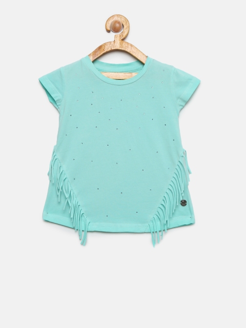 

Gini and Jony Girls Blue Embellished A-Line Top