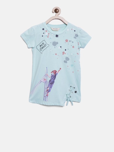 

Gini and Jony Girls Blue Printed Top
