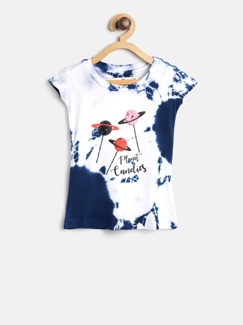 

Palm Tree Girls White & Navy Tie & Dye Round Neck T-shirt