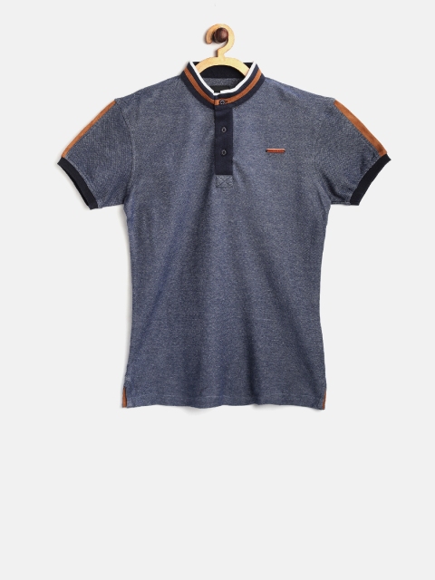 

Gini and Jony Boys Navy Blue Solid Henley Neck T-shirt