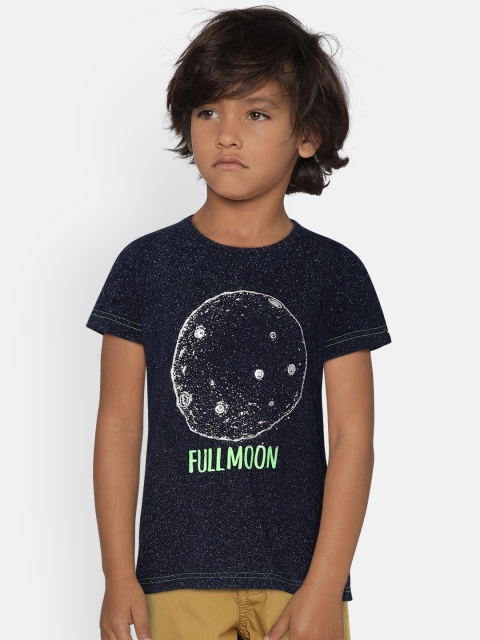 

Gini and Jony Boys Navy Blue Printed Round Neck T-shirt