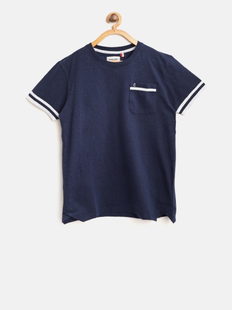 

Gini and Jony Boys Navy Blue Solid Round Neck T-shirt