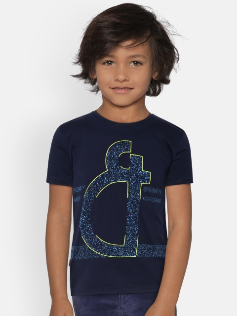 

Gini and Jony Boys Navy Blue Printed Round Neck T-shirt