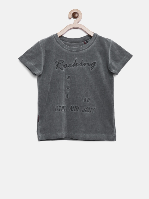 

Gini and Jony Boys Charcoal Grey Printed T-shirt
