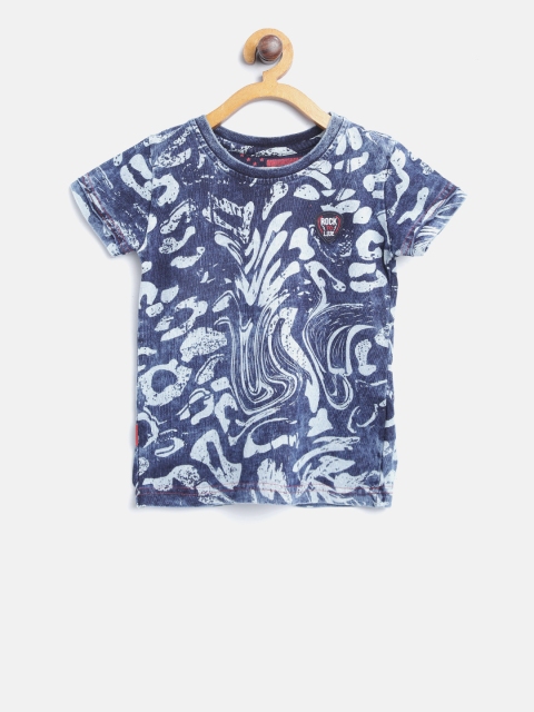 

Gini and Jony Boys Blue Printed Round Neck T-shirt