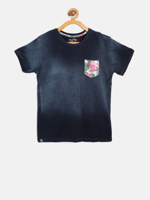 

Palm Tree Boys Navy Blue Faded Round Neck Pure Cotton T-shirt