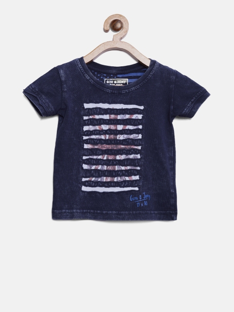 

Gini and Jony Boys Navy Blue Printed T-shirt