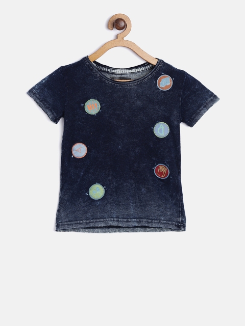 

Gini and Jony Boys Navy Blue Washed Round Neck T-shirt