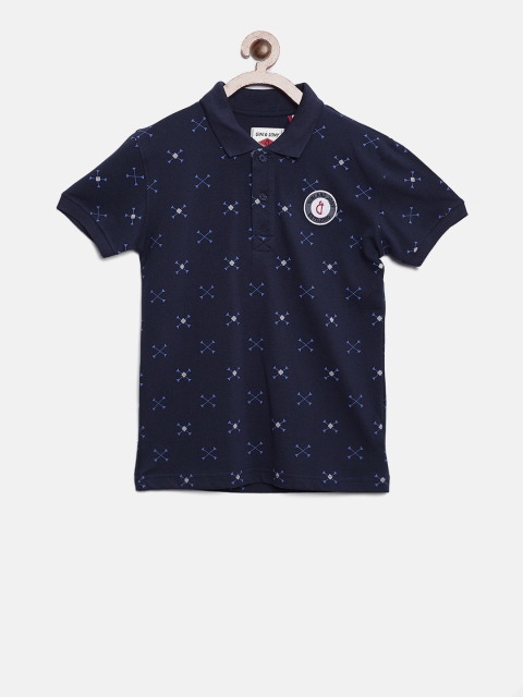 

Gini and Jony Boys Navy Blue Printed T-shirt