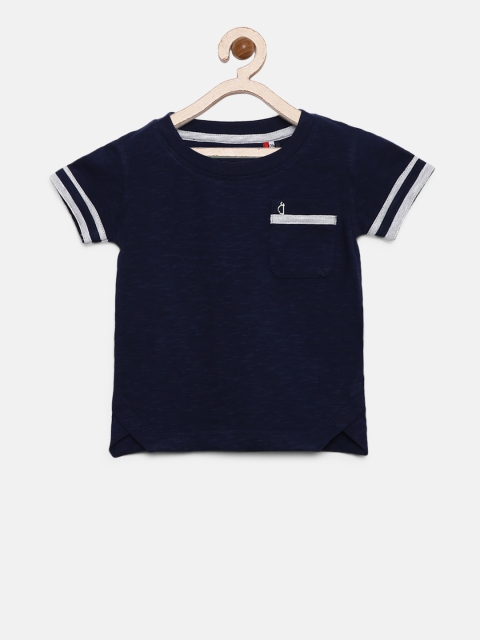 

Gini and Jony Boys Navy Blue Solid Round Neck T-shirt