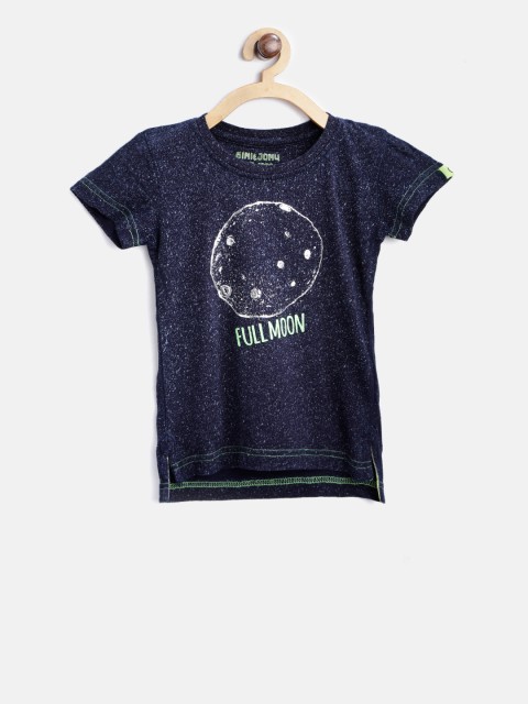 

Gini and Jony Boys Navy Blue Printed Round Neck T-shirt