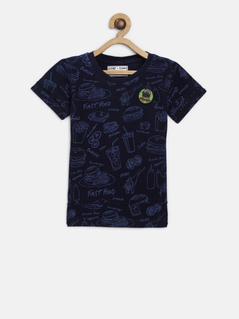 

Gini and Jony Boys Navy Blue Printed Round Neck T-shirt