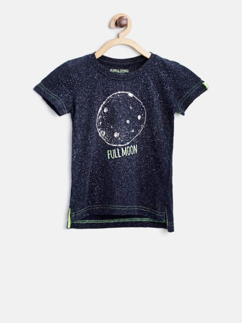 

Gini and Jony Boys Navy Blue Printed Round Neck T-shirt