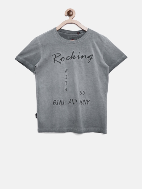 

Gini and Jony Boys Grey Printed T-shirt