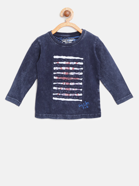 

Gini and Jony Boys Navy Blue Printed Round Neck T-shirt
