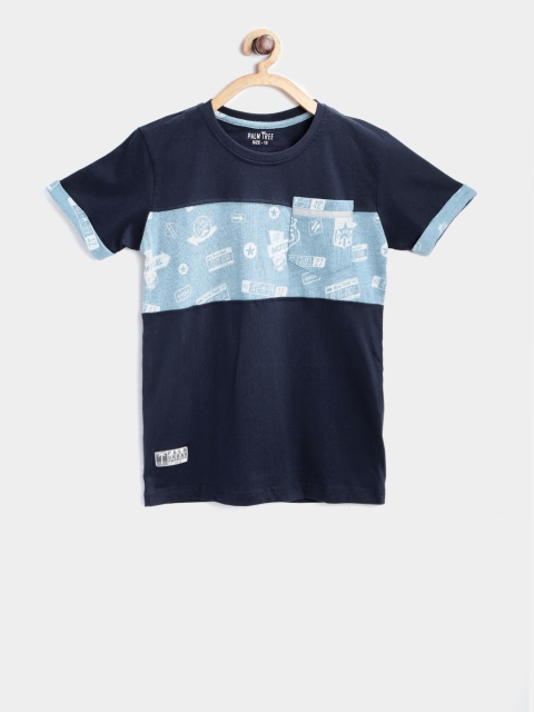 

Palm Tree Boys Navy Blue Printed Round Neck T-shirt