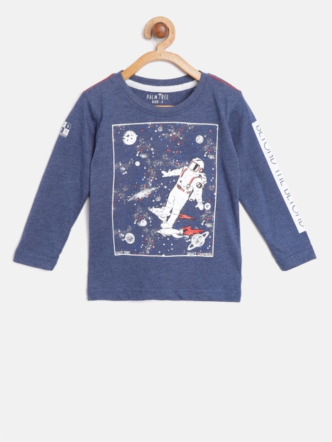 

Palm Tree Boys Navy Blue Printed Round Neck Pure Cotton T-shirt