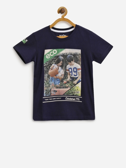 

Palm Tree Boys Navy Blue Printed Round Neck T-shirt