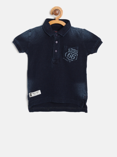 

Palm Tree Boys Navy Blue Faded Polo Collar Pure Cotton T-shirt