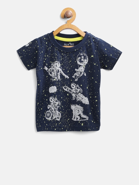 

Palm Tree Boys Navy Blue Printed Round Neck T-shirt