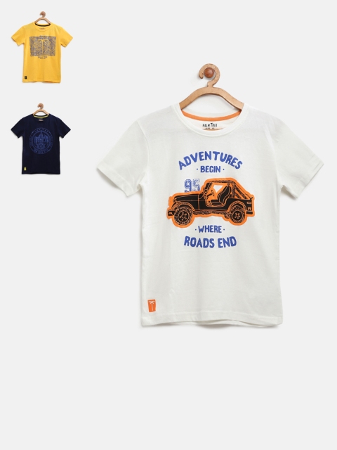 

Palm Tree Boys Pack of 3 Printed T-shirt, White