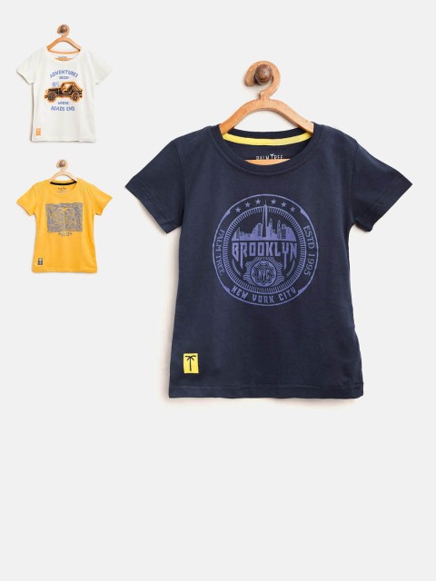 

Palm Tree Boys Pack of 3 Printed Round Neck T-shirts, Navy blue