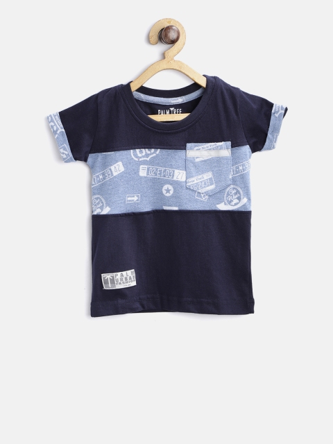 

Palm Tree Boys Navy Blue Printed Round Neck T-shirt