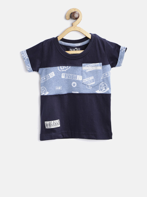 

Palm Tree Boys Navy Blue Printed Round Neck T-shirt