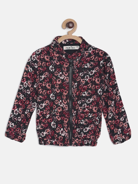 

Gini and Jony Palm Tree Girls Black Printed Bomber Jacket