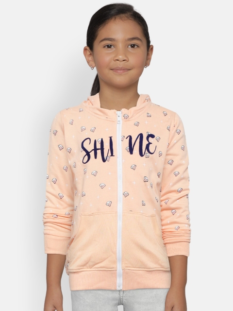 

Gini and Jony Palm Tree Girls Peach-Coloured Printed Hooded Sweatshirt