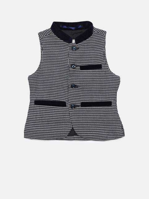 gini-and-jony-boys-navy-blue-self-design-nehru-jacket