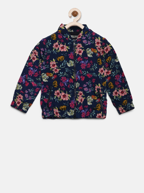 

Gini and Jony Girls Navy Blue Printed Bomber Jacket, Na