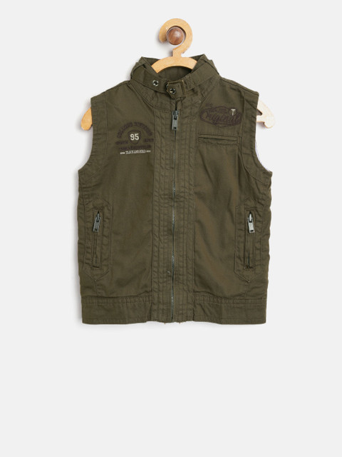 

Gini and Jony Boys Olive Green Solid Tailored Jacket