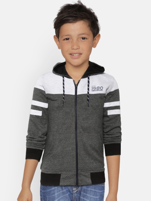 

Gini and Jony Boys Charcoal Grey & Off-White Colourblocked Hooded Sweatshirt