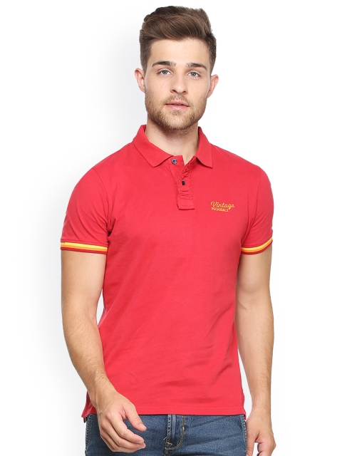 

Peter England Casuals Men Red Solid Polo Collar T-shirt