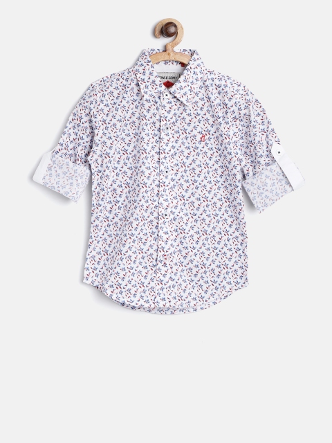 

Gini and Jony Boys Off-White & Blue Regular Fit Printed Casual Shirt