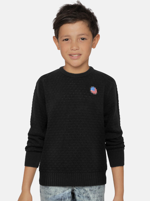 

Gini and Jony Boys Black Self Design Sweater