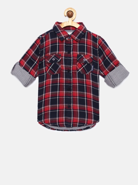 

Gini and Jony Boys Red Regular Fit Checked Casual Shirt