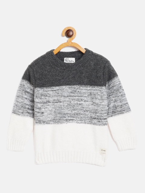 

Gini and Jony Boys Grey & White Colourblocked Sweater