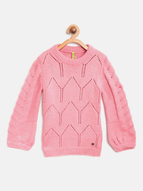 

Gini and Jony Girls Pink Open Knit Pullover