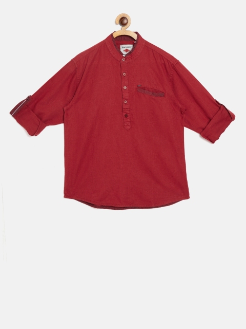 

Gini and Jony Boys Maroon Regular Fit Solid Casual Shirt