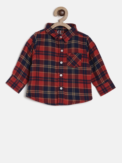 

Gini and Jony Boys Red & Navy Blue Regular Fit Checked Casual Shirt
