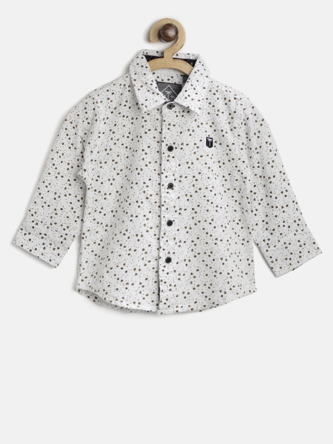 

Palm Tree Boys White & Black Regular Fit Printed Casual Shirt